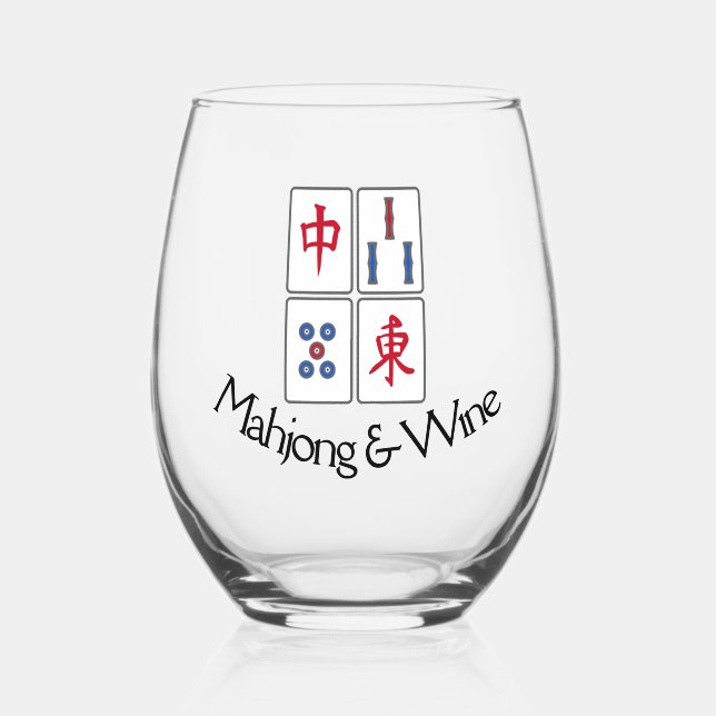 Vaso De Vino Mahjong Design Stemless Wine Glass (Anverso)