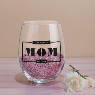 Vaso De Vino Mamá audaz moderna personalizada Esta nueva mamá