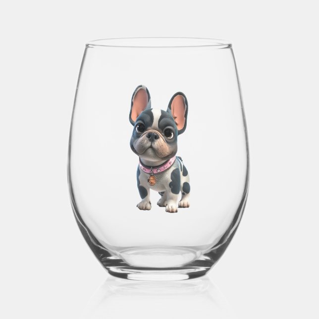 Vaso De Vino Mamá de Bulldog Francés Frenchie (Anverso)