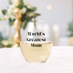 Vaso De Vino Mamá Más Grande del Mundo Retro Negrita