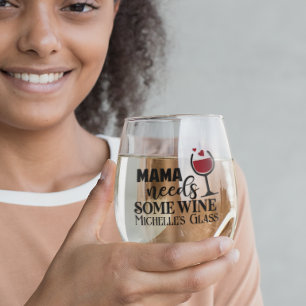 Vaso De Vino Mamá necesita algo de madre personalizada de vino
