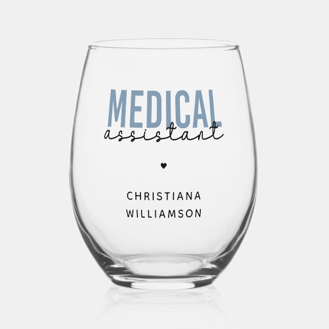 Vaso De Vino MAMÁES de Auxiliar Médico personalizado | Auxiliar (Anverso)