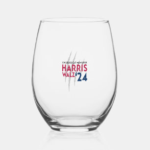 Vaso De Vino Mamás de gatos sin hijos para Harris Walz ‘24