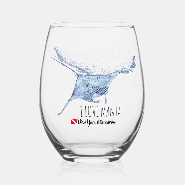 Vaso De Vino Manta Ray Silhouette (Anverso)