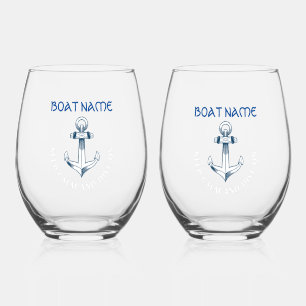 Vaso De Vino Mantén la calma y sigue buceando, ancla azul marin