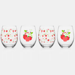 Vaso De Vino Manzanas rojas y verdes