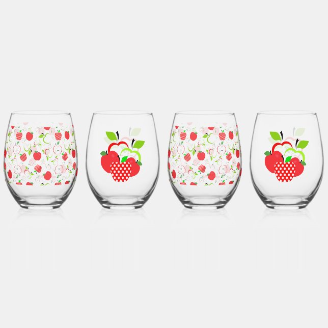 Vaso De Vino Manzanas rojas y verdes (Anverso)