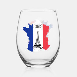 Vaso De Vino Map of France Eiffel Tower Design