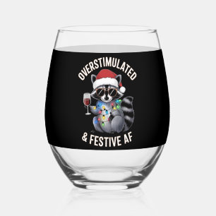 Vaso De Vino Mapache Amante del Espresso Sobreestimulado y Fest