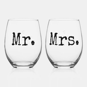Vaso De Vino Máquina de Escribir Tipografía Minimalista Boda Sr