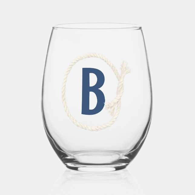 Vaso De Vino Marco De Cuerdas Blancas Con Monograma (Izquierda)