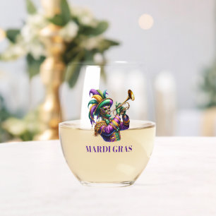 Vaso De Vino Mardi Gras
