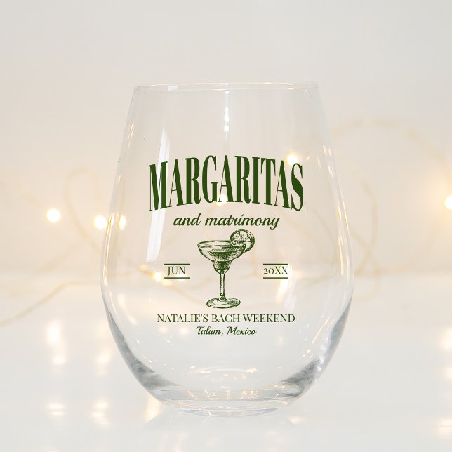 Vaso De Vino Margaritas Y Bachelorette Personalizada De Matrimo (Subido por el creador)