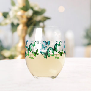 Vaso De Vino Mariposa verde