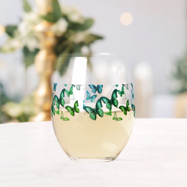 Vaso De Vino Mariposa verde (Insitu (Boda))