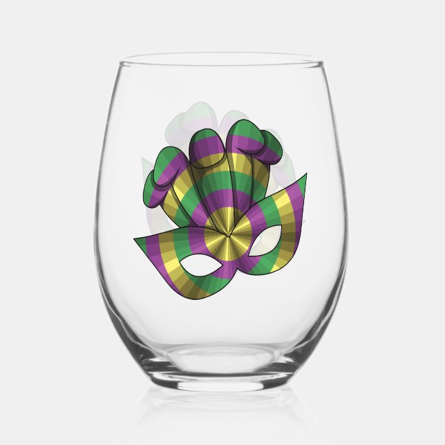 Vaso De Vino Máscara de Mardi Gras (Anverso)