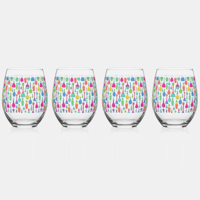 Vaso De Vino Máscaras de poción y botellas extraídas a mano del (Anverso)