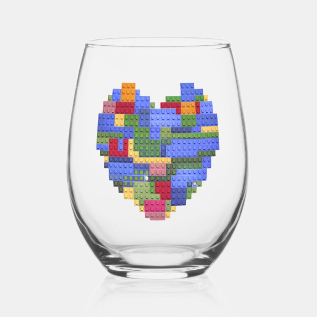 Vaso De Vino Master Builder Block Ladrillo Building Heart Valen (Reverso )