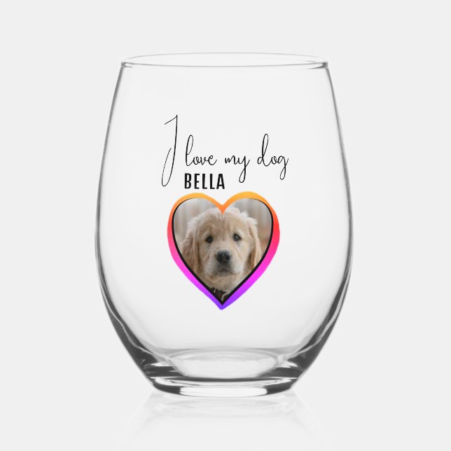 Vaso De Vino Me encanta el nombre de mi Mascota de fotos del co (Anverso)