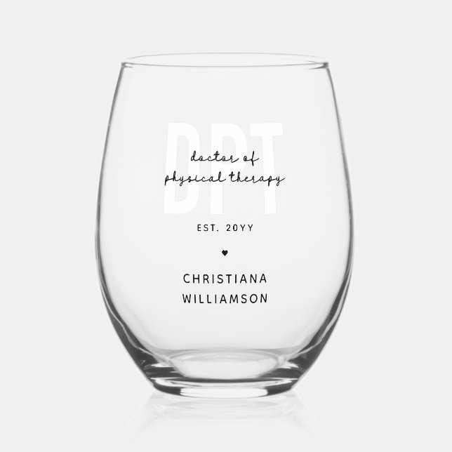 Vaso De Vino Médica de DPT personalizado de la terapia física (Anverso)