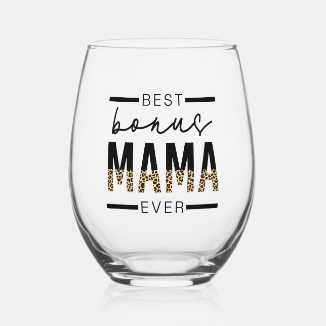 Vaso De Vino Mejor Bono Mamá Nunca | Regalos para Stepmom (Anverso)