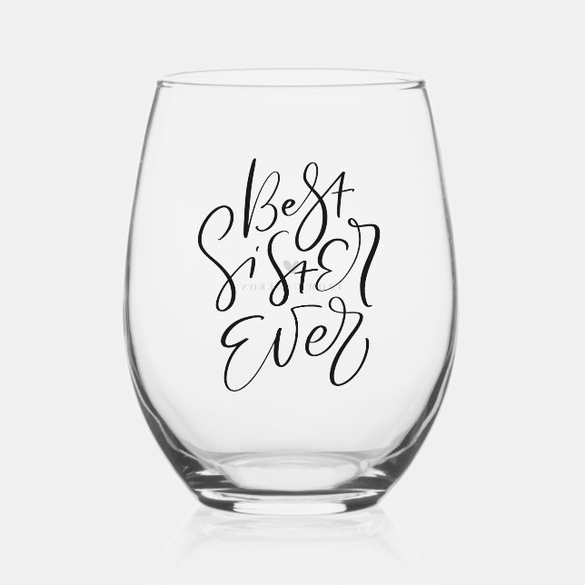Vaso De Vino Mejor Hermana De La Caligrafía Moderna Personaliza (Anverso)