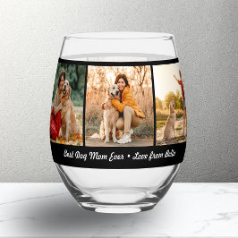 Vaso De Vino Mejor Mamá de Perro del Mundo Collage Personalizad