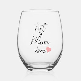 Vaso De Vino "Mejor mamá del mundo" elegante letra (editable) 