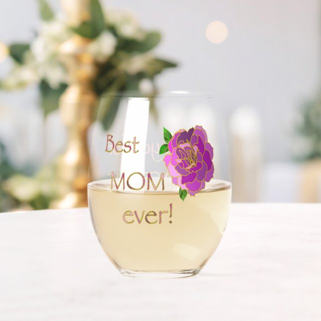 Vaso De Vino Mejor Mamá Gracias Por Todo Lo Rosa Rosa (Insitu (Boda))