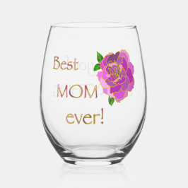 Vaso De Vino Mejor Mamá Gracias Por Todo Lo Rosa Rosa