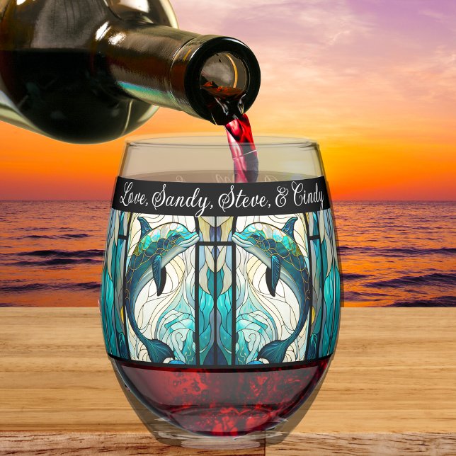 Vaso De Vino Mejor Mamá Siempre Azul y Delfín Verde azulado (Subido por el creador)