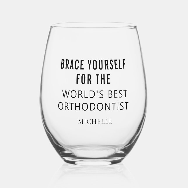 Vaso De Vino Mejor nombre profesional ortodoncista personalizad (Anverso)