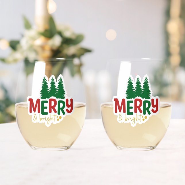 Vaso De Vino Merry & Bright It's Christmas Time (Insitu (Boda))