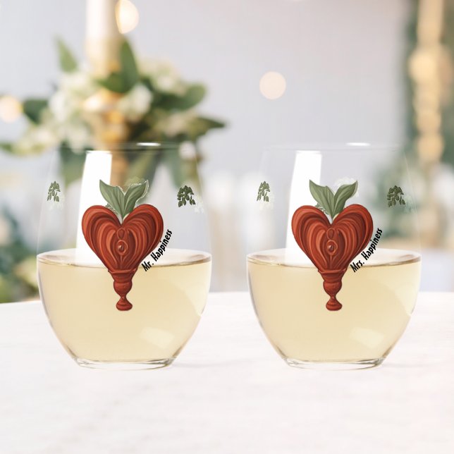Vaso De Vino Merry Heart Valentine's (Insitu (Boda))