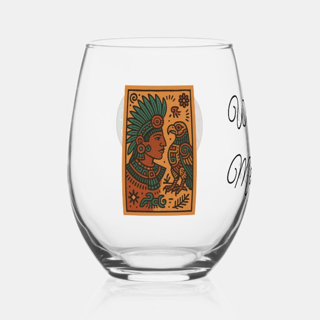 Vaso De Vino Mesoamerican Emperor Medallion Aztec/Mayan Person (Anverso)