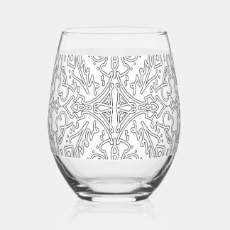 Vaso De Vino Minimalist Grey Floral Pattern