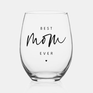 Vaso De Vino Minimalista mejor madre jamás elegante tipografía 