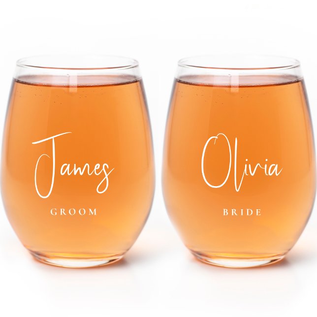 Vaso De Vino Moda Bride Groom Boda de escritura blanca (Subido por el creador)