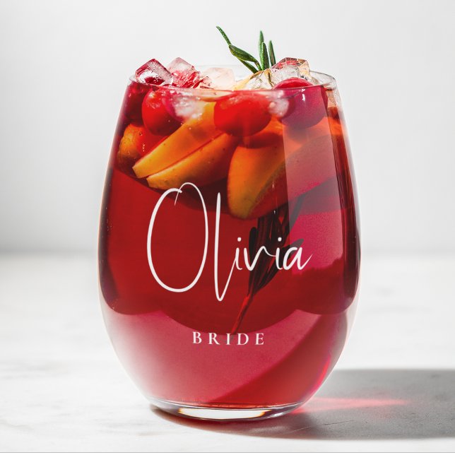 Vaso De Vino Moda de novia Boda de guión blanco (Subido por el creador)