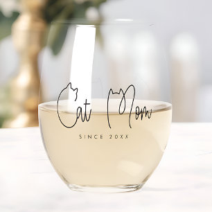 Vaso De Vino Moda moderna de la madre del gato y tipografía div