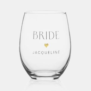 Vaso De Vino Moda moderna Novia Art Deco Font Gold Heart Name