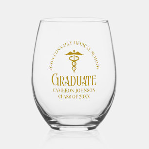 Vaso De Vino Moda Oro Licenciado en Medicina Personalizado