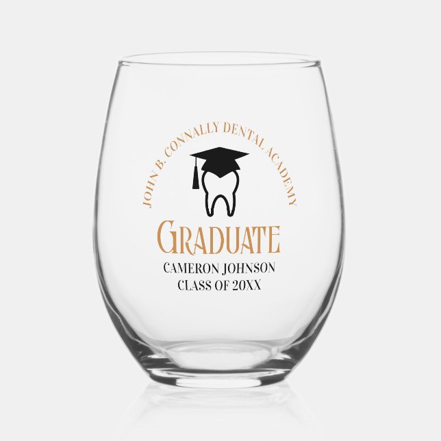 Vaso De Vino Moda Personalizado de la escuela dental Graduación (Anverso)