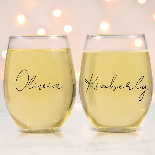 Vaso De Vino Moda Script Monograma Bachelorette Bridal Party (Subido por el creador)