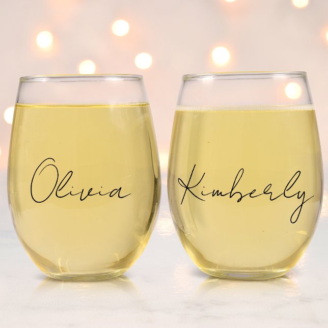 Vaso De Vino Moda Script Monograma Bachelorette Party (Subido por el creador)