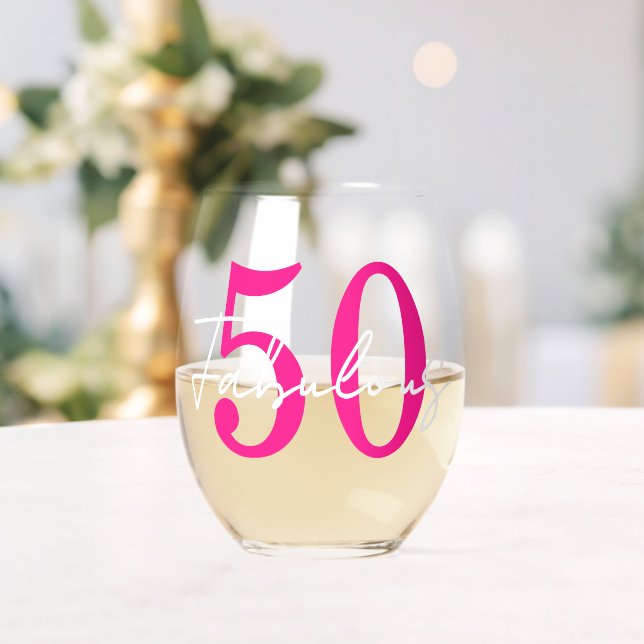 Vaso De Vino Modern 50 and Fabulous Pink 50th Birthday Party (Insitu (Boda))