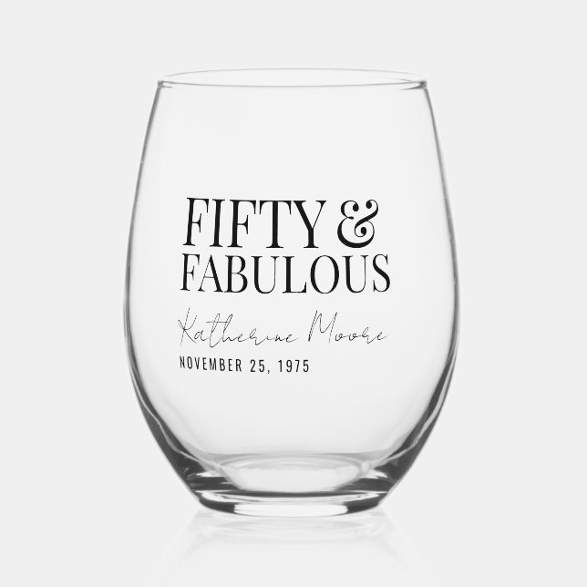 Vaso De Vino Modern Fifty and Fabulous Bold 50th Birthday Party (Anverso)