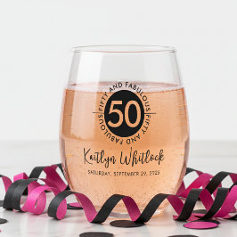 Vaso De Vino Modern Fifty and Fabulous Bold 50th Birthday Party