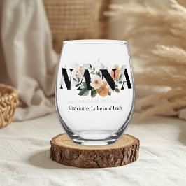 Vaso De Vino Modern Personalized Nana Floral Gift