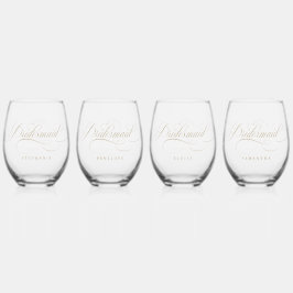 Vaso De Vino Moderna caligrafía boda atemporal de brideamaid